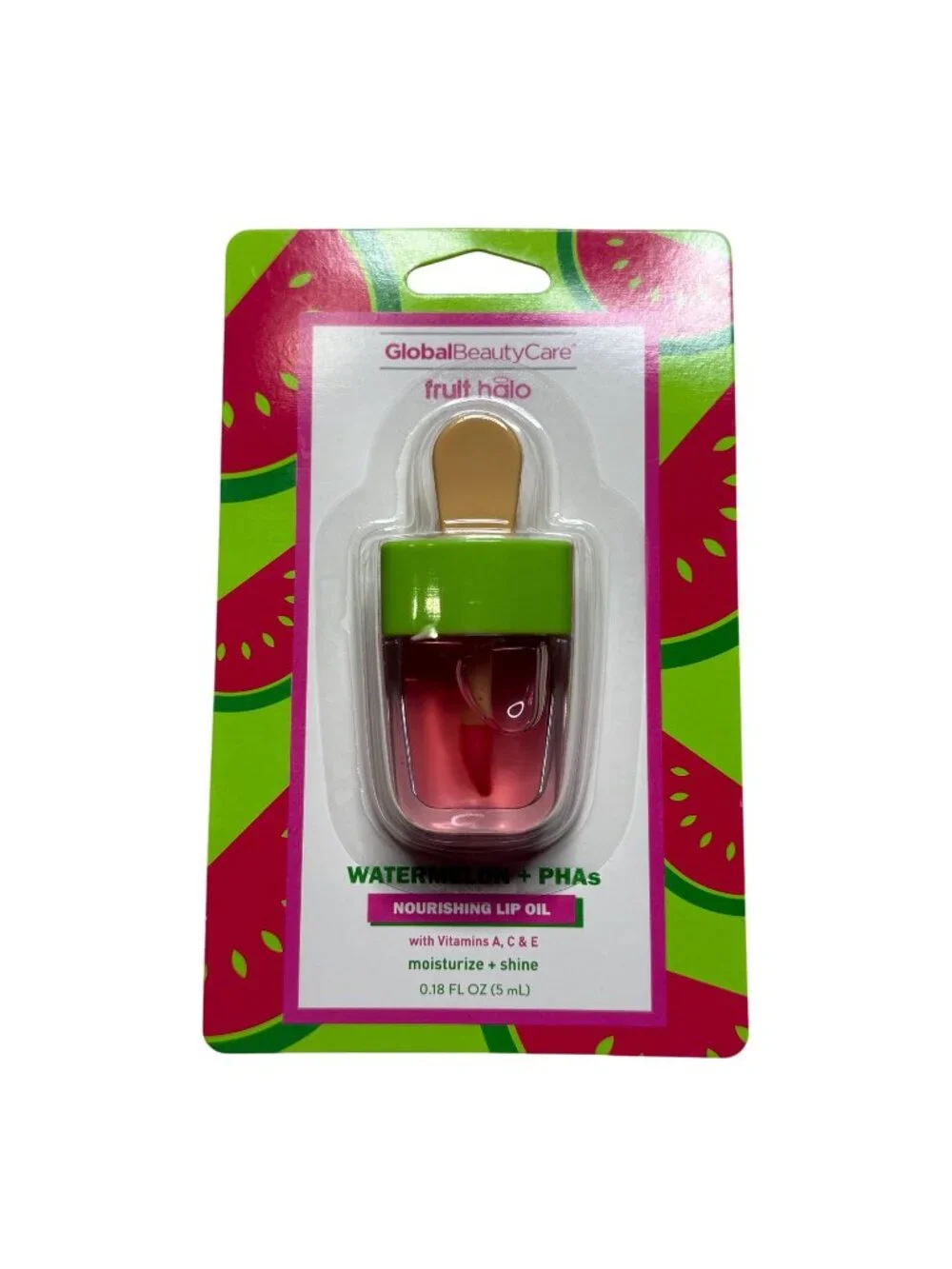 Global Beauty Care Watermelon Lip Oil Fruit Halo Nourishing Lip Gloss New